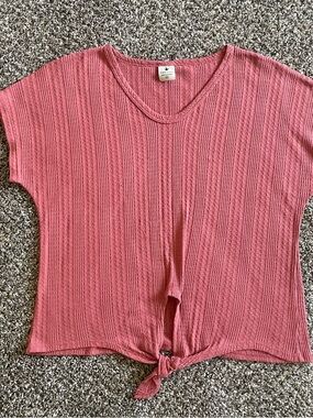 Paper Crane Rust Pink Short Sleeve Tie-Front Top Size XS